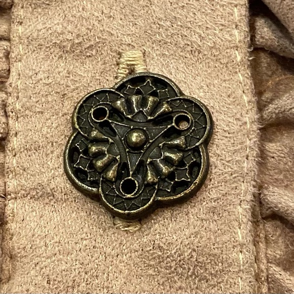 Faux Suede Ruffled Tan Jacket Metal Stud Accents - Picture 5 of 10